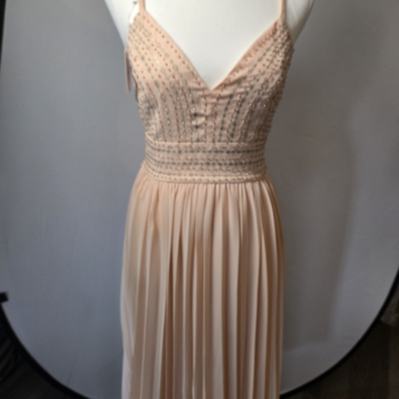 Lulus Dresses & Skirts - Lulu's Blush Beaded Evening Dress Midi